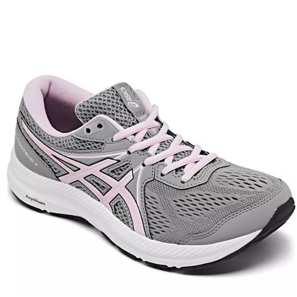 ASICS Women Sneakers 7.5 Grey Pink Gel-Contend Running Exercise Athletic Lace Up